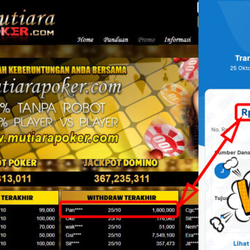 Bukti Withdraw ( 1,800,000,-) Member Setia Mutiarapoker