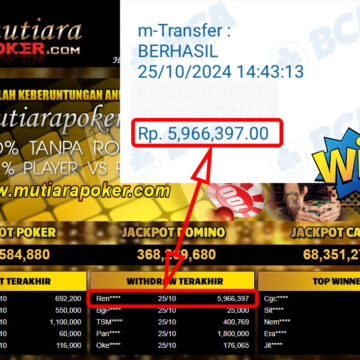 Bukti Withdraw ( 5,966,397,-) Member Setia Mutiarapoker