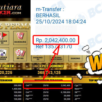 Bukti Withdraw ( 2,042,400,-) Member Setia Mutiarapoker