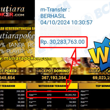 Bukti Withdraw ( 30,283,763,-) Member Setia Mutiarapoker