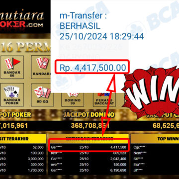 Bukti Withdraw ( 4,417,500,-) Member Setia Mutiarapoker