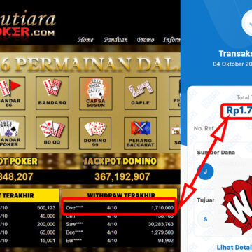 Bukti Withdraw ( 1,710,000,-) Member Setia Mutiarapoker