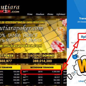 Bukti Withdraw ( 5,300,000,-) Member Setia Mutiarapoker