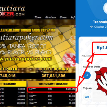 Bukti Withdraw ( 1,637,613,-) Member Setia Mutiarapoker