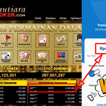 Bukti Withdraw ( 4,300,000,-) Member Setia Mutiarapoker