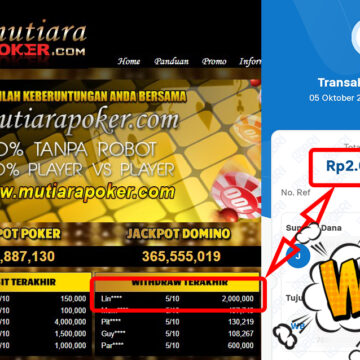 Bukti Withdraw ( 2,000,000,-) Member Setia Mutiarapoker