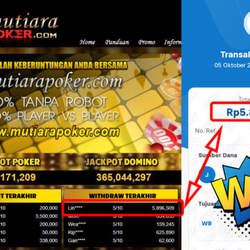 Bukti Withdraw ( 5,896,509,-) Member Setia Mutiarapoker