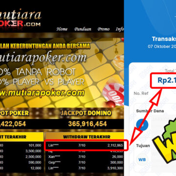 Bukti Withdraw ( 2,112,865,-) Member Setia Mutiarapoker