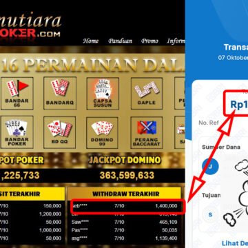 Bukti Withdraw ( 1,400,000,-) Member Setia Mutiarapoker