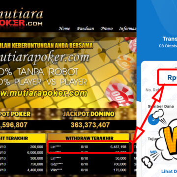 Bukti Withdraw ( 6,487,198,-) Member Setia Mutiarapoker