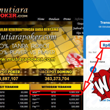 Bukti Withdraw ( 6,805,524,-) Member Setia Mutiarapoker