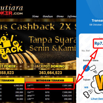 Bukti Withdraw ( 7,097,500,-) Member Setia Mutiarapoker