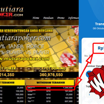 Bukti Withdraw ( 1,344,459,-) Member Setia Mutiarapoker