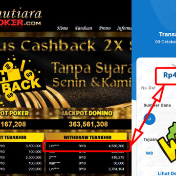 Bukti Withdraw ( 4,530,300,-) Member Setia Mutiarapoker