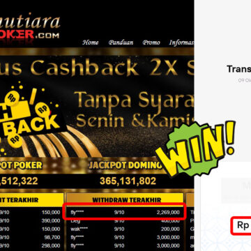 Bukti Withdraw ( 2,269,000,-) Member Setia Mutiarapoker