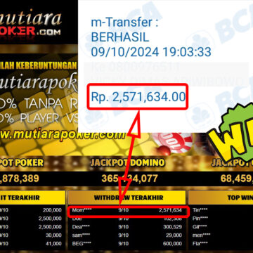 Bukti Withdraw ( 2,571,634,-) Member Setia Mutiarapoker