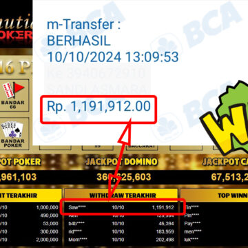 Bukti Withdraw ( 1,191,912,-) Member Setia Mutiarapoker