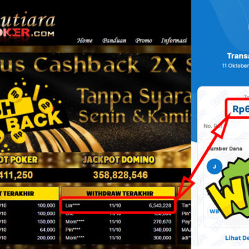 Bukti Withdraw ( 6,543,228,-) Member Setia Mutiarapoker