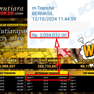 Bukti Withdraw ( 2,059,032,-) Member Setia Mutiarapoker