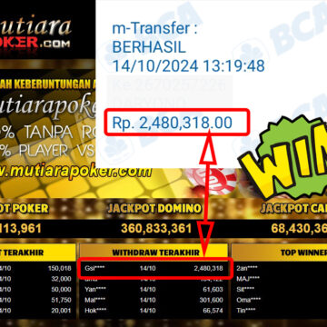 Bukti Withdraw ( 2,480,318,-) Member Setia Mutiarapoker