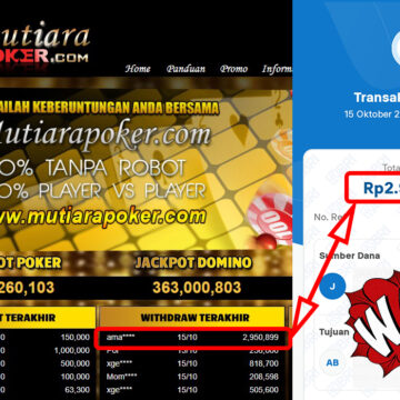 Bukti Withdraw ( 2,950,899,-) Member Setia Mutiarapoker