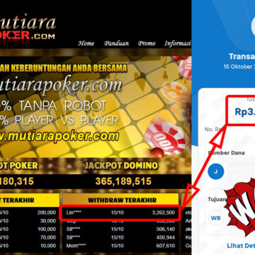 Bukti Withdraw ( 3,262,500,-) Member Setia Mutiarapoker