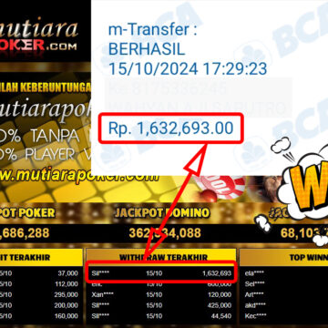 Bukti Withdraw ( 1,632,693,-) Member Setia Mutiarapoker