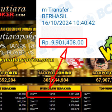 Bukti Withdraw ( 9,901,408,-) Member Setia Mutiarapoker