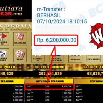 Bukti Withdraw ( 6,200,000,-) Member Setia Mutiarapoker