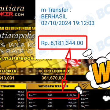 Bukti Withdraw ( 6,181,344,-) Member Setia Mutiarapoker