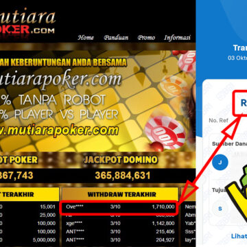 Bukti Withdraw ( 1,710,000,-) Member Setia Mutiarapoker