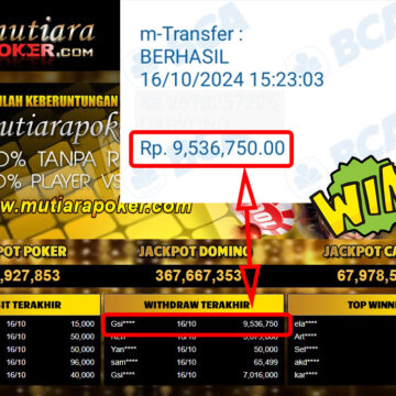 Bukti Withdraw ( 9,536,750,-) Member Setia Mutiarapoker