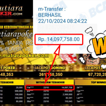 Bukti Withdraw ( 14,097,758,-) Member Setia Mutiarapoker