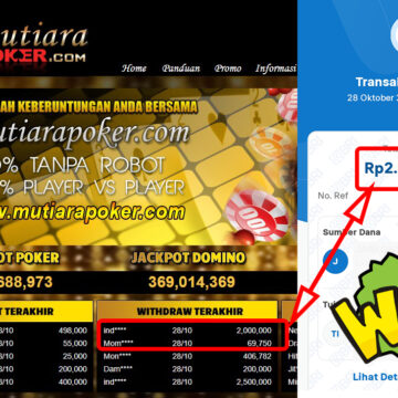 Bukti Withdraw ( 2,000,000,-) Member Setia Mutiarapoker