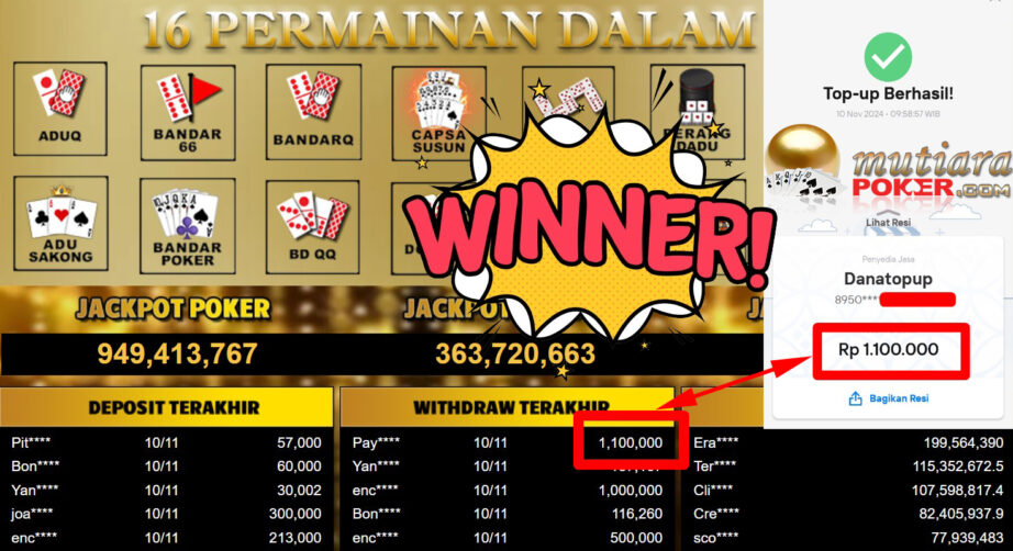 Bukti Withdraw ( 1.100.000,-) Member Setia Mutiarapoker