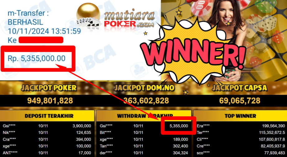 Bukti Withdraw ( 5.355.000,-) Member Setia Mutiarapoker