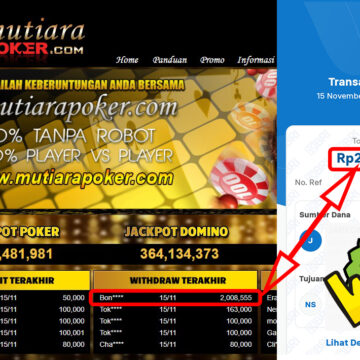 Bukti Withdraw ( 2,008,555,-) Member Setia Mutiarapoker