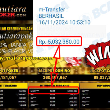 Bukti Withdraw ( 5,032,380,-) Member Setia Mutiarapoker