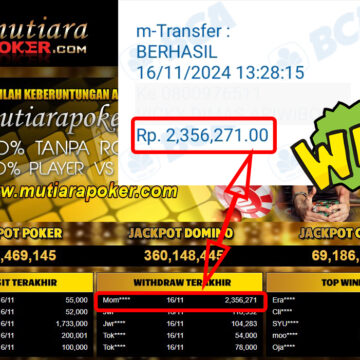 Bukti Withdraw ( 2,356,271,-) Member Setia Mutiarapoker