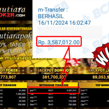 Bukti Withdraw ( 3,587,012,-) Member Setia Mutiarapoker