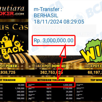 Bukti Withdraw ( 3,000,000,-) Member Setia Mutiarapoker