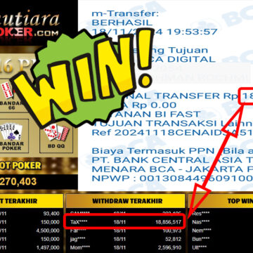 Bukti Withdraw ( 18,856,517,-) Member Setia Mutiarapoker