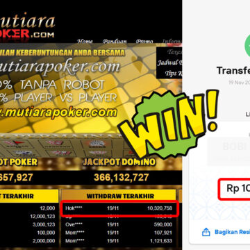 Bukti Withdraw ( 10,320,758,-) Member Setia Mutiarapoker