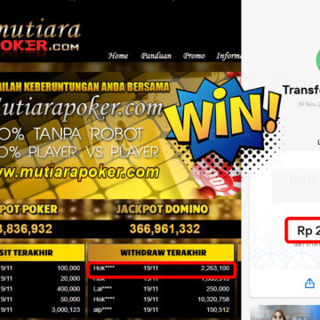 Bukti Withdraw ( 2,263,100,-) Member Setia Mutiarapoker