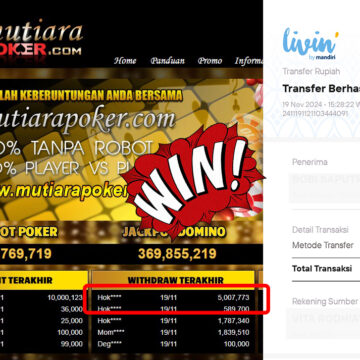 Bukti Withdraw ( 5,007,773,-) Member Setia Mutiarapoker