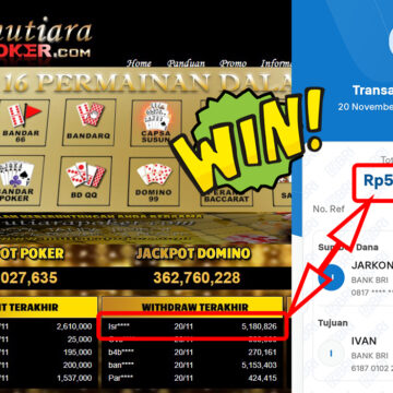 Bukti Withdraw ( 5,180,826,-) Member Setia Mutiarapoker