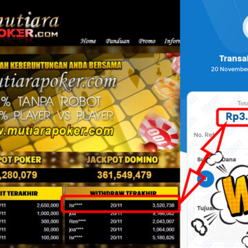 Bukti Withdraw ( 3,520,738,-) Member Setia Mutiarapoker