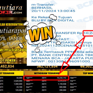 Bukti Withdraw ( 10,242,112,-) Member Setia Mutiarapoker