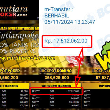 Bukti Withdraw ( 17,612,062,-) Member Setia Mutiarapoker