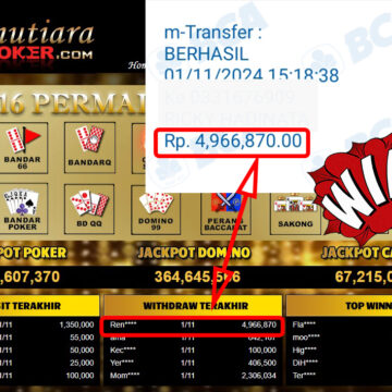 Bukti Withdraw ( 4,966,870,-) Member Setia Mutiarapoker